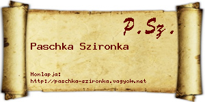 Paschka Szironka névjegykártya